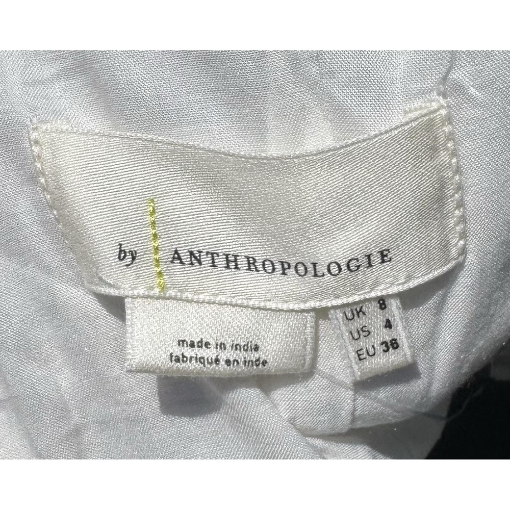 Anthropologie White Textured Jacquard Fit & Flare V-Neck Dress NWT Size 4 $168 - Picture 8 of 13